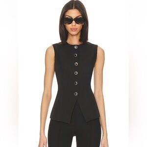 X Revolve Emiliana top in black vest button sndys